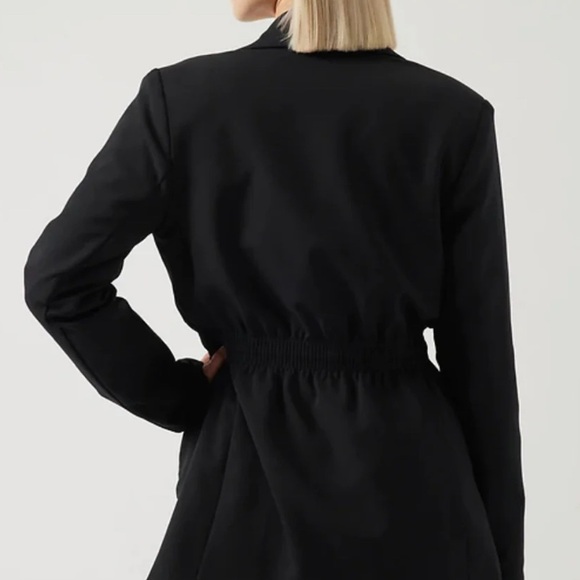 Athleta Endless Primatwill Cinch Waist Tie Blazer Jacket Black Size 10 EUC - Picture 4 of 7